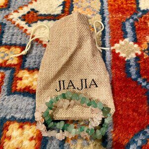 NEW Set of 2 Jia Jia Rose Quartz and Aventurine Crystal Chip Bracelets